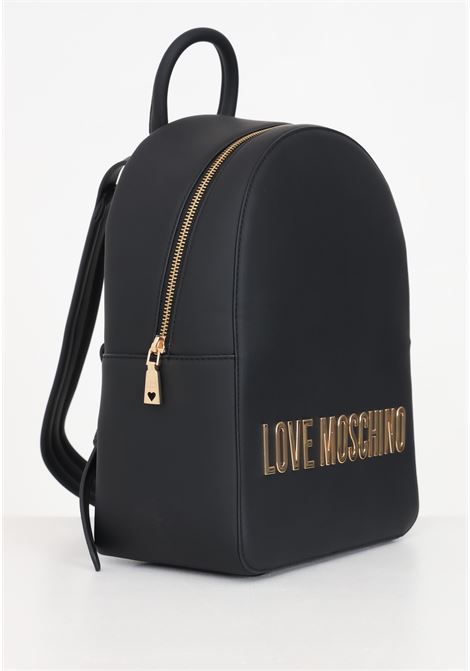 Black women's backpack with maxi golden metal lettering LOVE MOSCHINO | JC4193PP1IKD0000